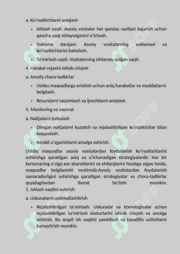 Asosiy vositalardan foydalanish  ko‘rsatkichlari. 4