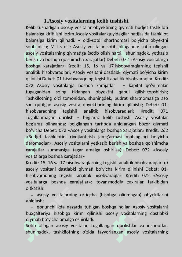 Asosiy vositalarning balansdan chiqarilishi hisobi. 3