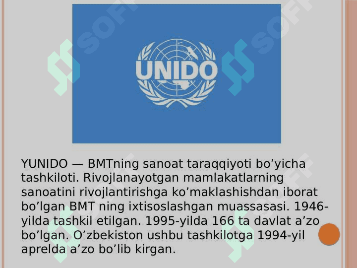 YuNIDO va YuNFPA tashkilotlarining O’zbekiston bilan hamkorlik aloqalari 2