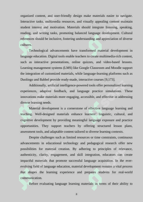 Developing language learning materials with technology 8