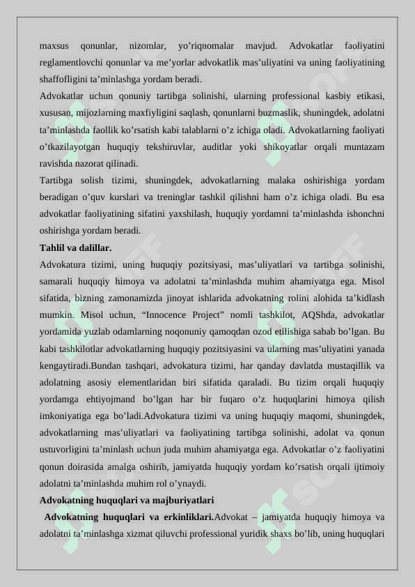 Advakatura – huquqiy instituti 6