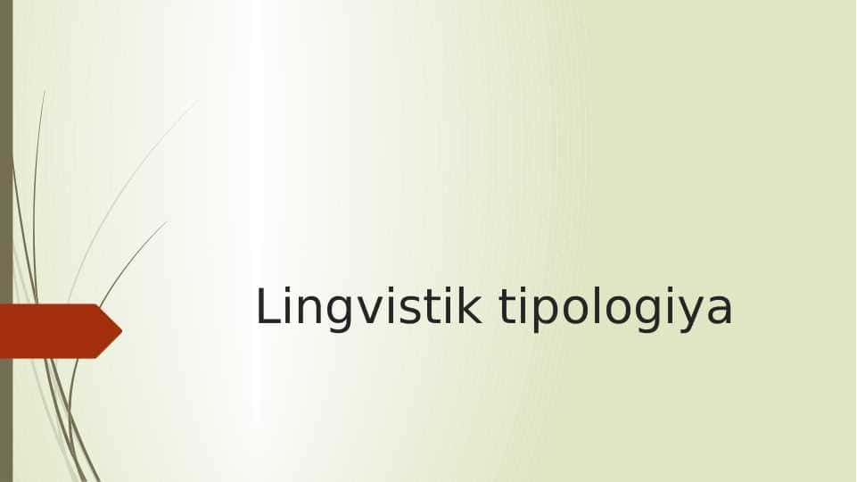 Lingvistik tipologiya 1