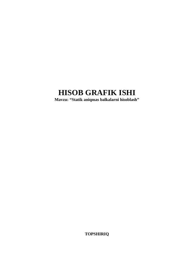 Statik aniqmas balkalarni hisoblash