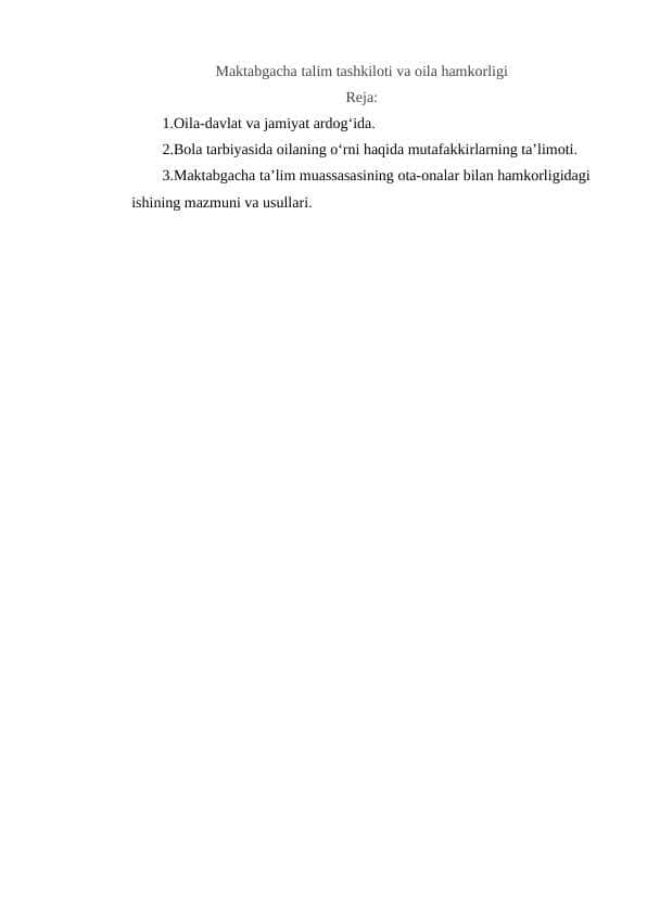 Maktabgacha talim tashkiloti va oila hamkorligi 1