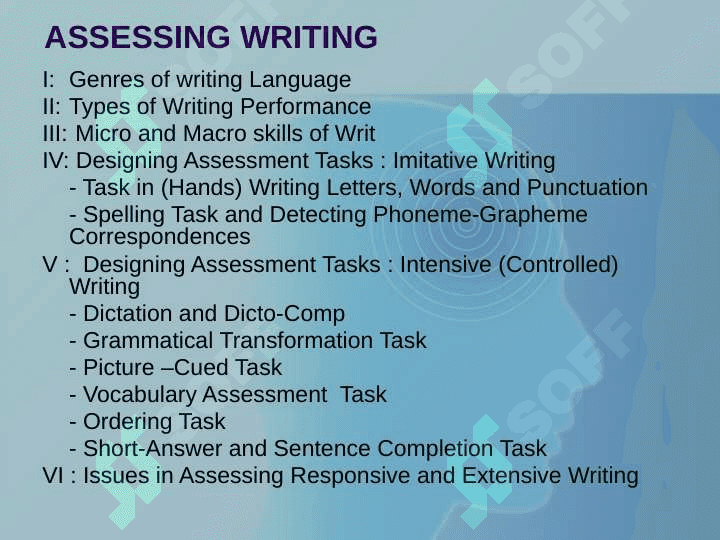 Method and centering of assessing language aspects. Writing 2