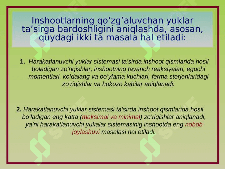 Oddiy va konsol balkalarda zo'riqishlarning ta'sir chiziqlari 3