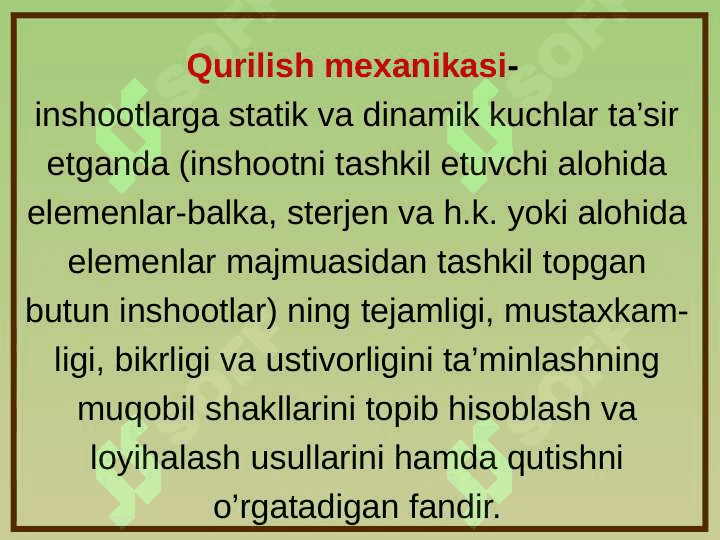 QURILISH MEXANIKASI. Kirish 2