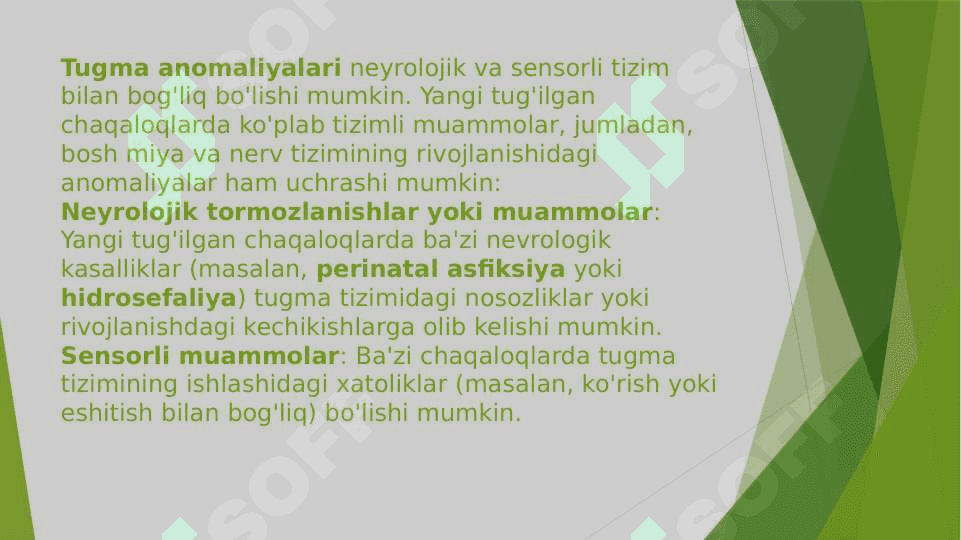 Tug’ma anomaliyalar.Chala tug’ilgan bolalardagi buzilishlar 2