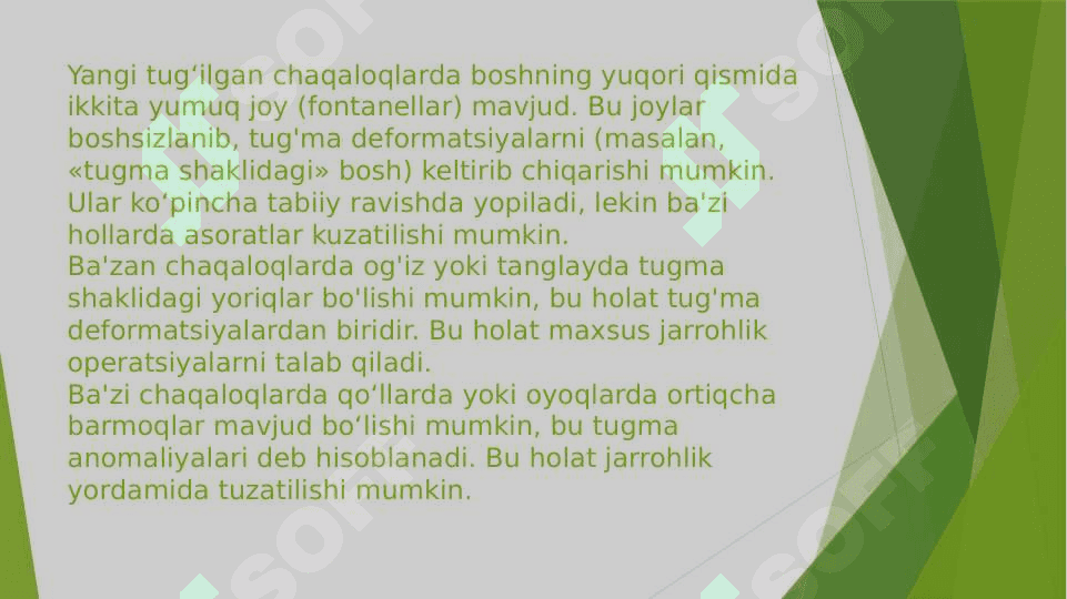 Tug’ma anomaliyalar.Chala tug’ilgan bolalardagi buzilishlar 5