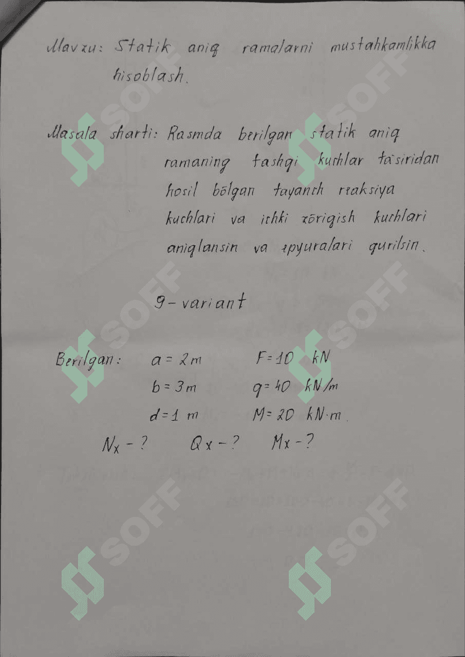 Ramalarni mustahkamlikka hisoblash 2