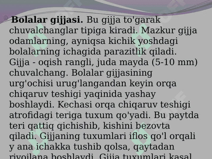 Parazit chuvalchanglar 6
