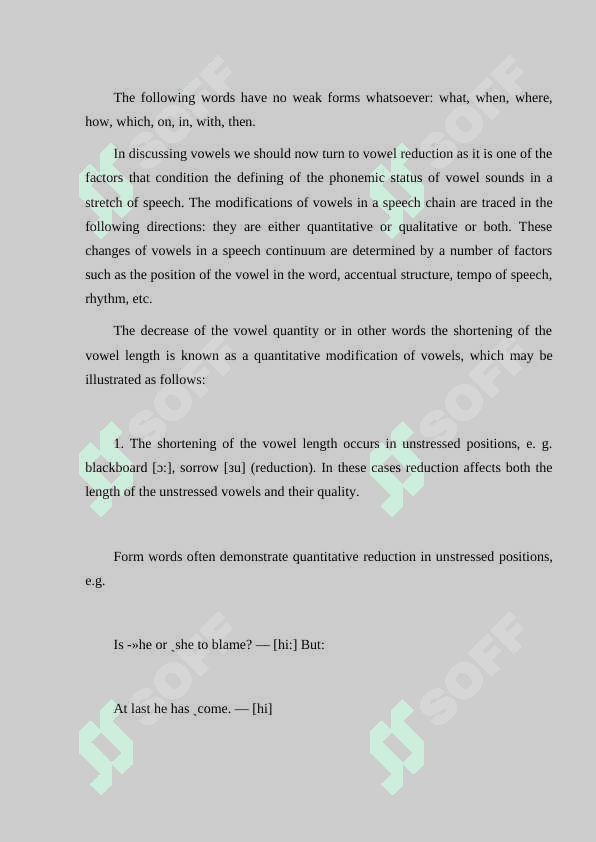 Modification of vowels in connected speech 4