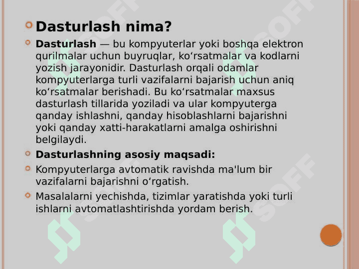 Dasturlash va dasturlash tillari haqida 3