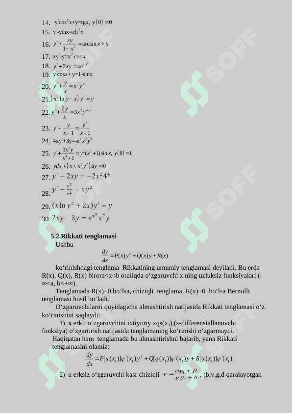 Fizika ta’lim  yo’nalishi 2-kurs talabalari uchun differensial tenglamalar fanidan mustaqil ta’lim materiallari 6