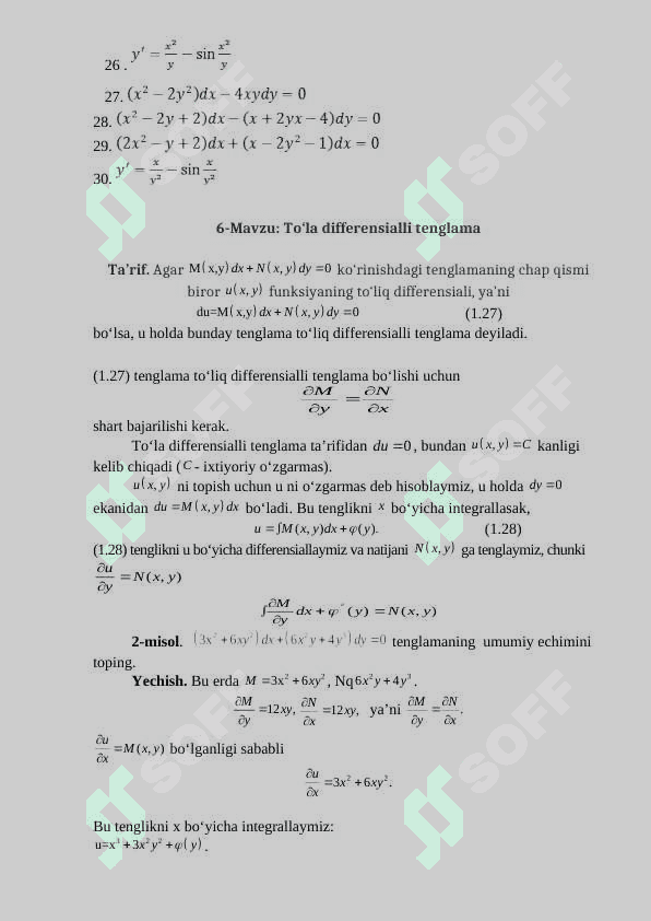 Fizika ta’lim  yo’nalishi 2-kurs talabalari uchun differensial tenglamalar fanidan mustaqil ta’lim materiallari 8