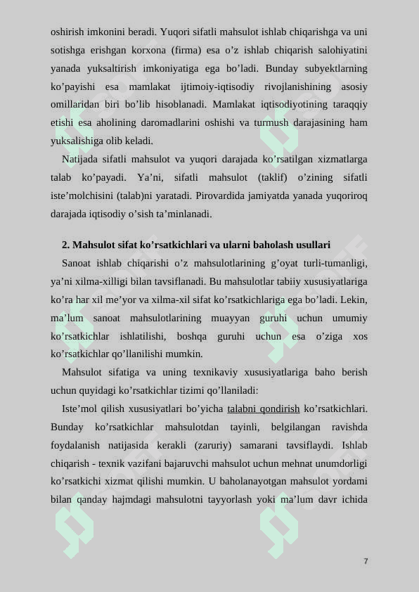 KORXONADA MAHSULOT SIFATI VA RAQOBATBARDOSHLIGINI OSHIRISH YO'LLARI 7