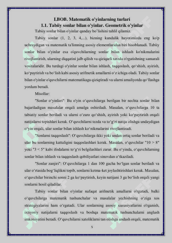 Matematik o'yinlar va ularning turlari 5