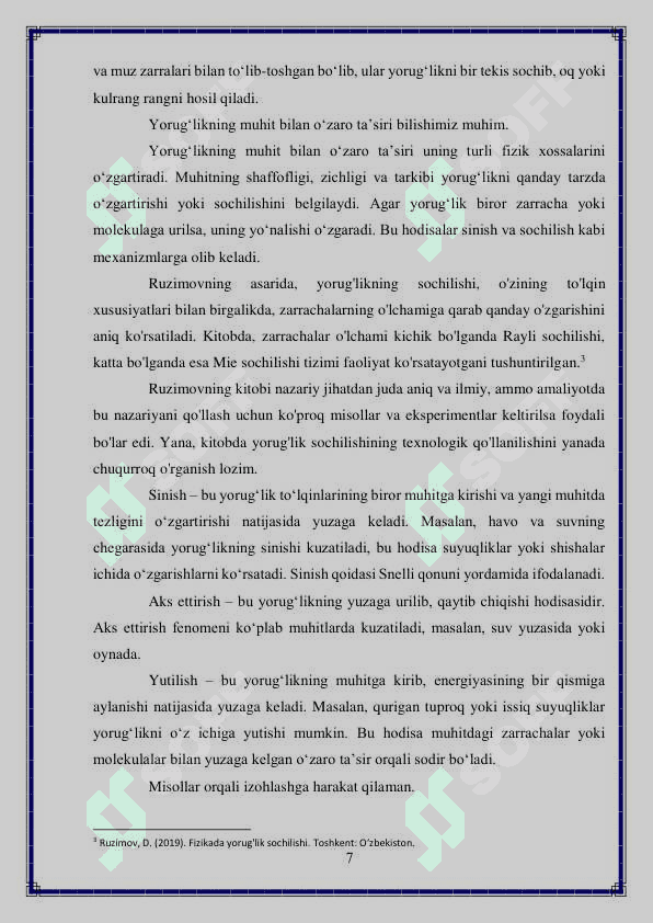 Yorug’likning suyuqliklardagi sochilishi 7