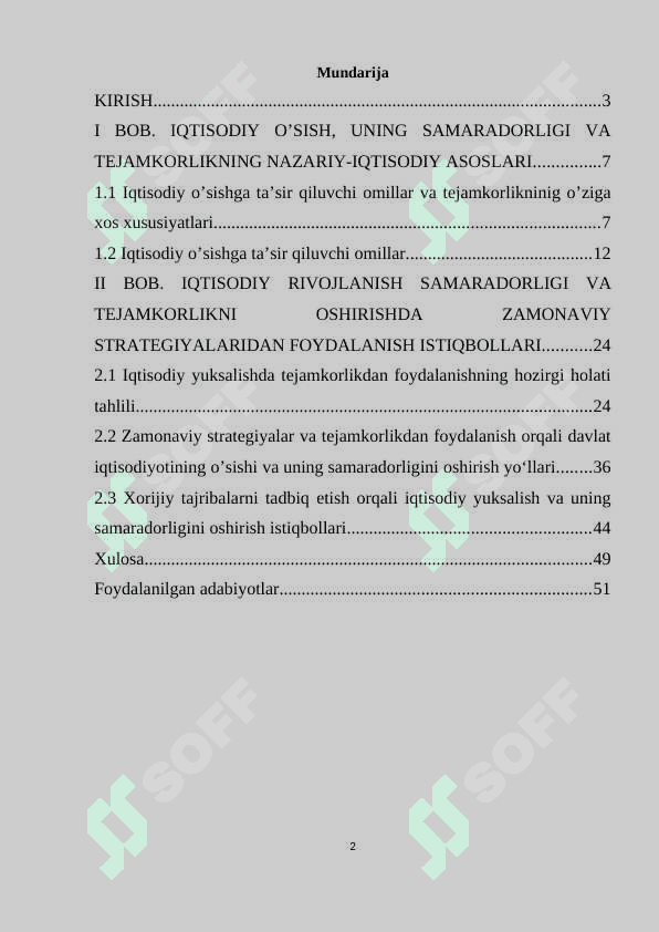 IQTISODIY O‘SISH VA UNING SAMARADORLIGINI OSHIRISH, TEJAMKORLIK. 2