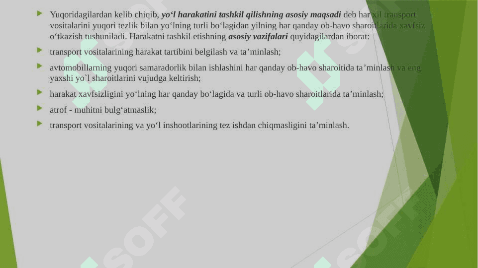 YO‘L HARAKATINI TASHKIL ETISHNING MAQSAD VA VAZIFALARI. 3