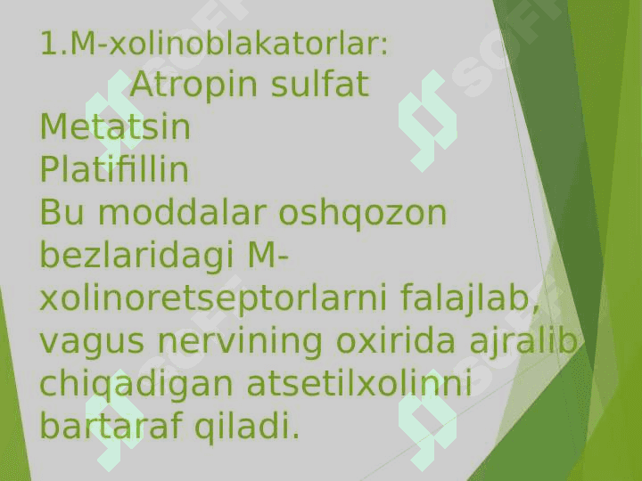 O’n ikki barmoqli ichak va me’da yarasini davolashda qollaniladigan moddalar. 3