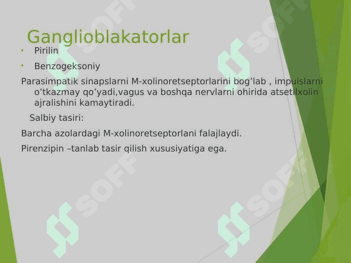 O’n ikki barmoqli ichak va me’da yarasini davolashda qollaniladigan moddalar. 4