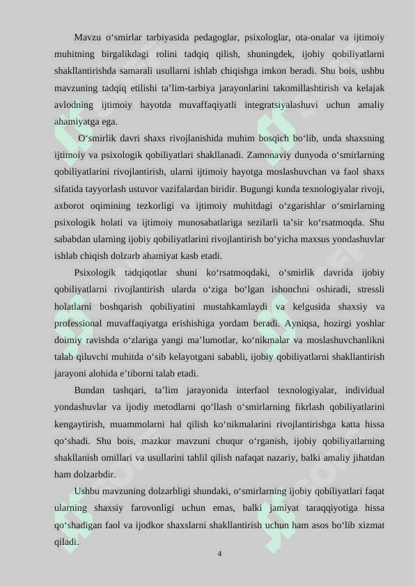 O'SMIRLARDA IJOBIY QOBILIYATLAR RIVOJLANISHINING IJTIMOIY-PSIXOLOGIK JIHATLARI 4