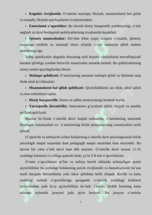 O'SMIRLARDA IJOBIY QOBILIYATLAR RIVOJLANISHINING IJTIMOIY-PSIXOLOGIK JIHATLARI 7