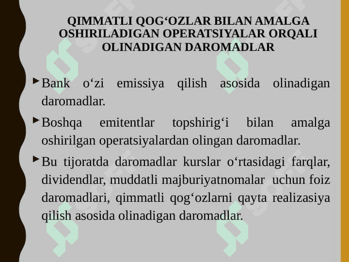 Bank daromad va xarajatlari 7