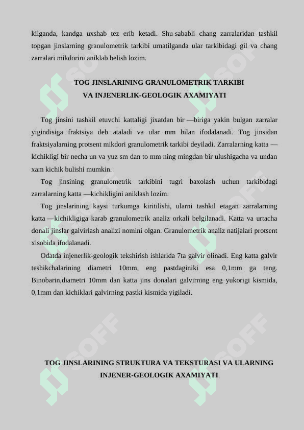 Gilli tog’ jinslarining tarkibi va tuzilishini injenerlik — geologiyasining ahamiyati 6
