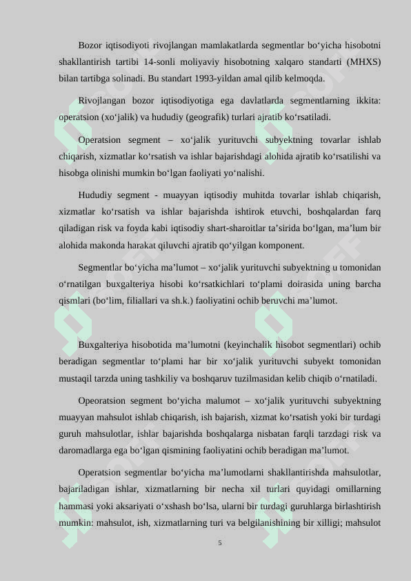TASHQI FOYDALANUVCHILAR UCHUN SEGMENTLAR BO'YICHA HISOBOTNI TUZISH TARTIBLARI 5