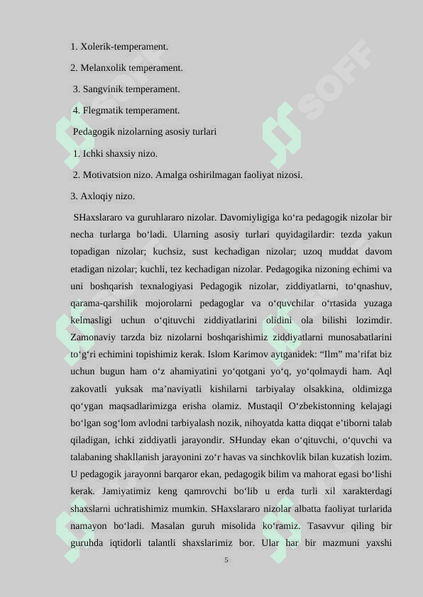 Pedagogik nizolar, ularni bartaraf etish usullari. Zamonaviy o‘qituvchi shaxsiga qo‘yilgan talablar 5