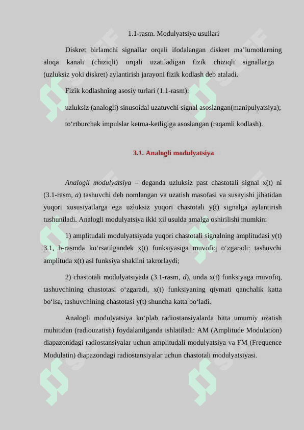 Modulyatsiyalash tushunchalar usullari 2
