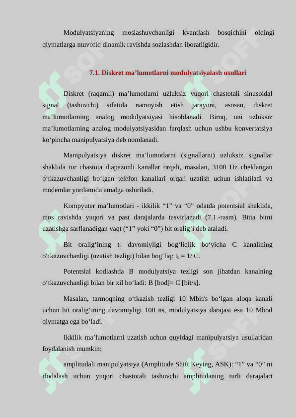 Modulyatsiyalash tushunchalar usullari 7