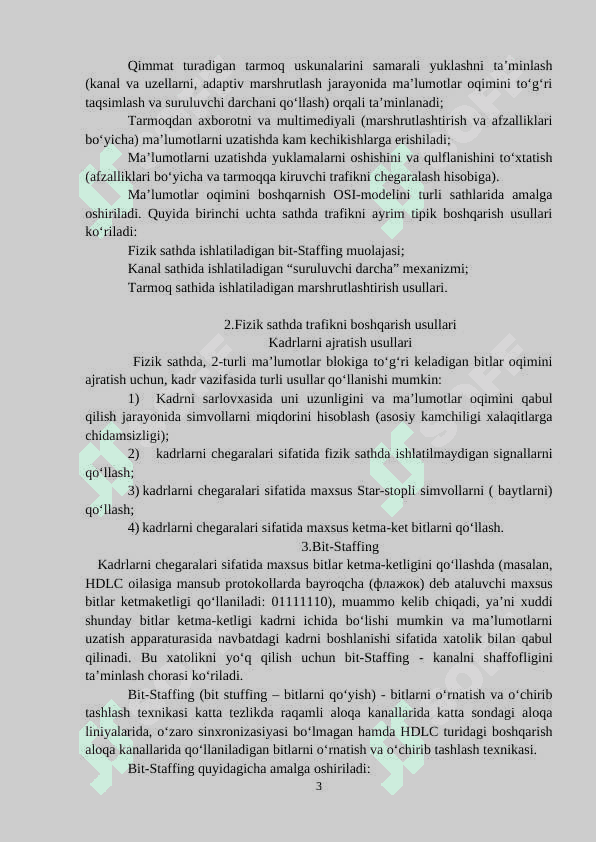 Trafikni boshqarish masalalari 3