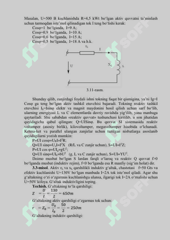 Zanjirdagi sinusoidal o‘zgaruvchan tok quvvati 2