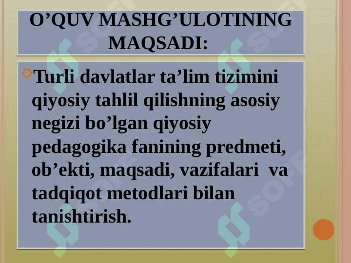 Maktabgacha ta’lim qiyosiy pedagogikasi  fani haqida umumiy tushuncha. Fanning maqsadi, vazifalari, mazmuni 3