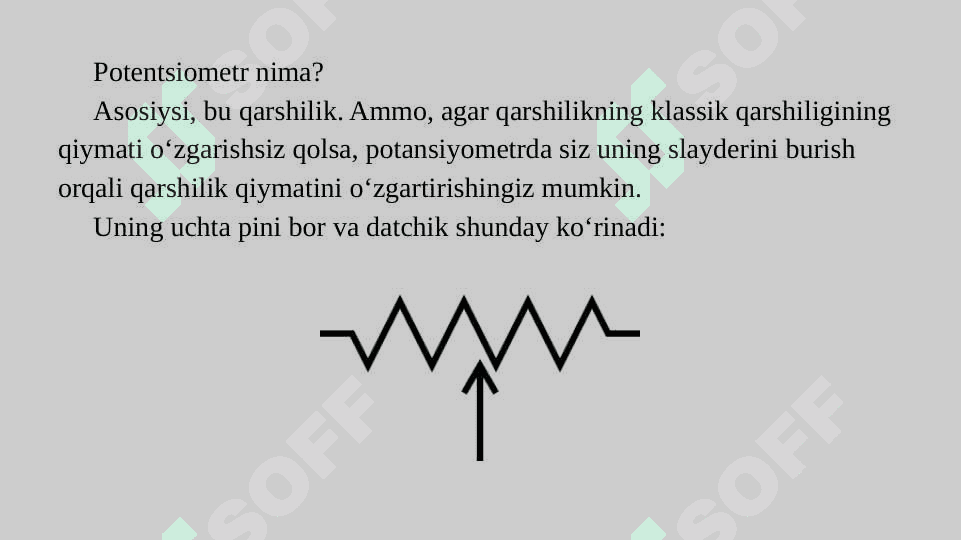 Potensiometr. Arduino orqali yorig‘lik diodini yoritish darajasini nazorat qilish. 5