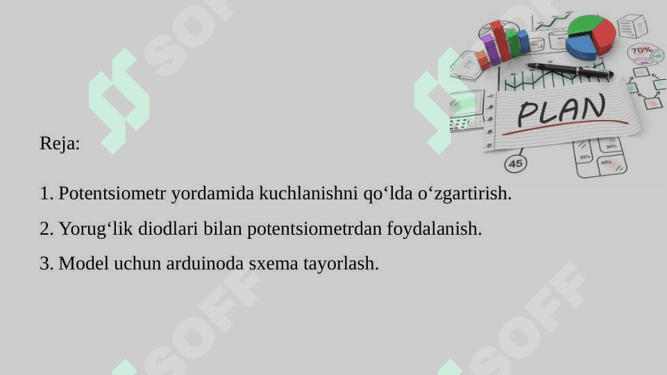 Potensiometrni xarakatlantirish orqali yonuvchi yorug‘lik diodlar sonini o‘zgartirish 2