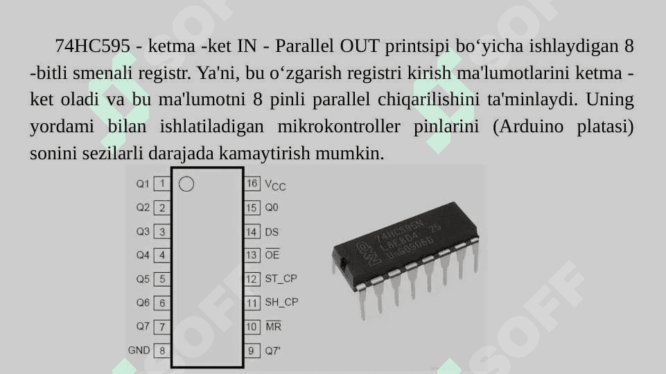 74НС595 registri mikrosxemasi. 74НС595 registri mikrosxemasi orqli 4 razryadli matritsani boshqarish. 3