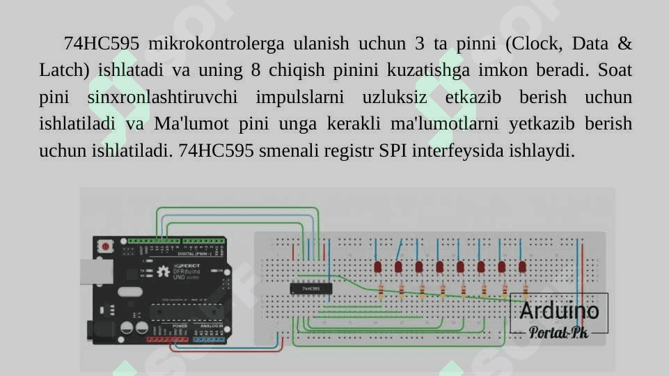 74НС595 registri mikrosxemasi. 74НС595 registri mikrosxemasi orqli 4 razryadli matritsani boshqarish. 4