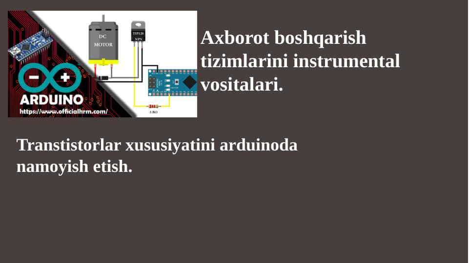 Transtistorlar xususiyatini arduinoda namoyish etish.