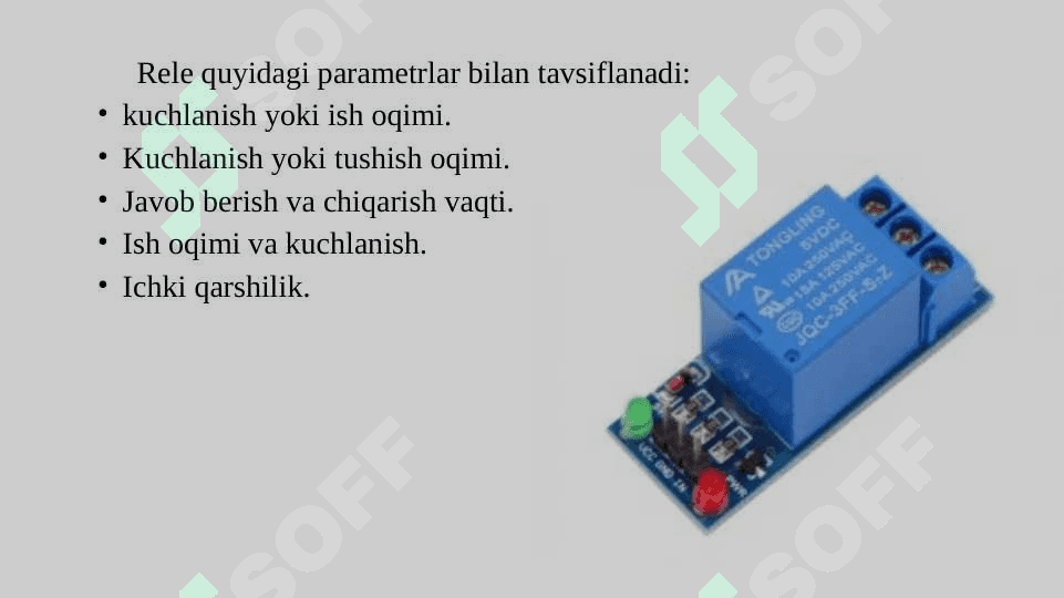 Rele. Releni tranzistor orqali boshqarish. 6