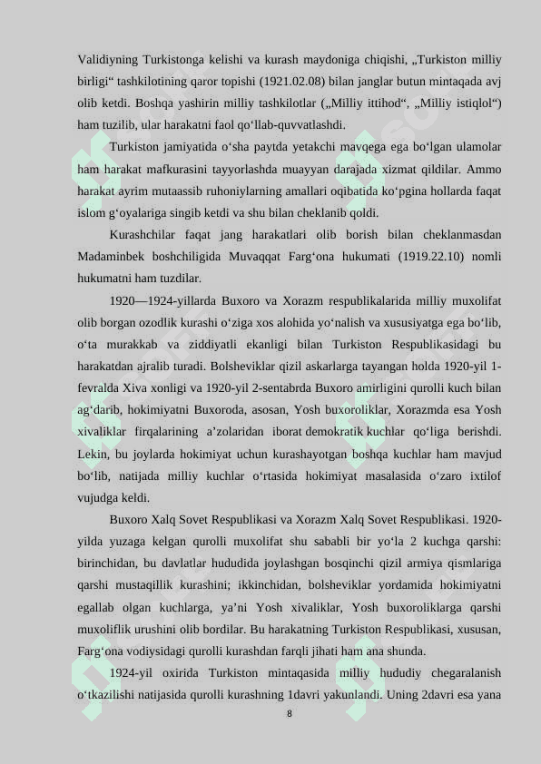Turkiya olimlari tomonidan milliy istiqlolchilik harakati tarixining o’rganilishi 8