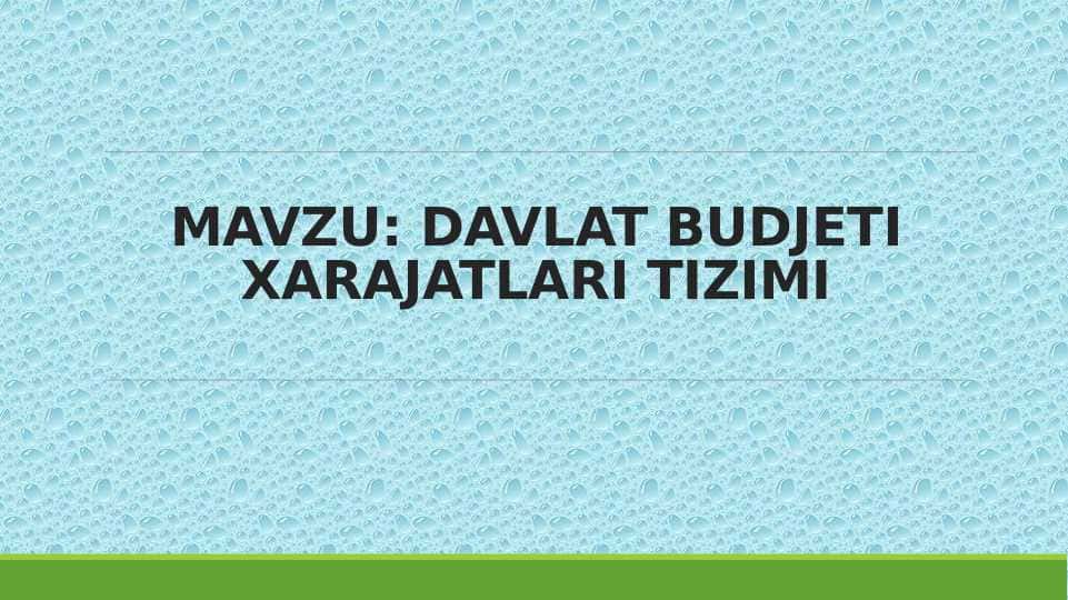 DAVLAT BUDJETI XARAJATLARI TIZIMI 1