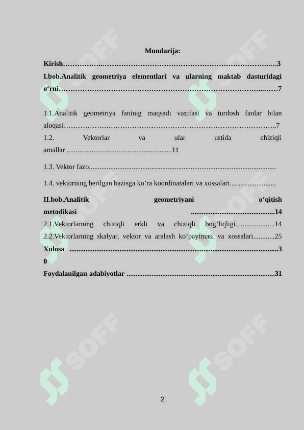 Maktabda “Analitik geometriya elementlarini (vektorlar algebrasi elementlari misolida)” o‘qitish metodikasi. 2