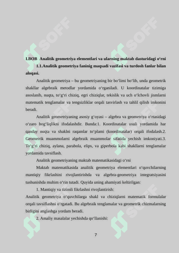 Maktabda “Analitik geometriya elementlarini (vektorlar algebrasi elementlari misolida)” o‘qitish metodikasi. 7