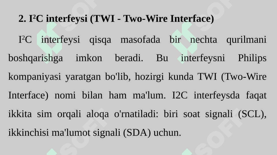 I2C (TWI), SPI interfeyslari 4