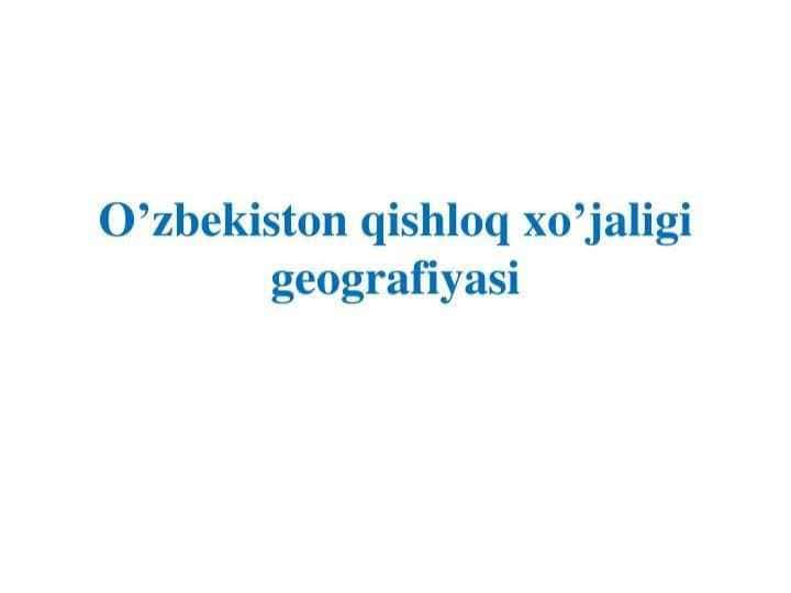qishloq xo'jaligi