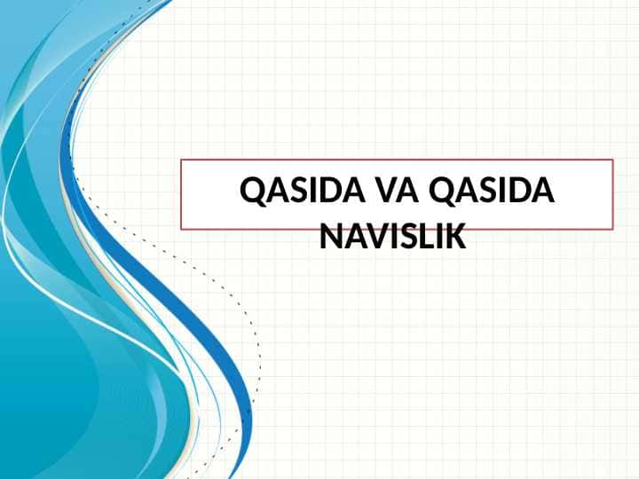 Qasida va Qasida navislik 1